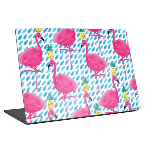 Bouffants and Broken Hearts Party Flamingos Laptop Skins